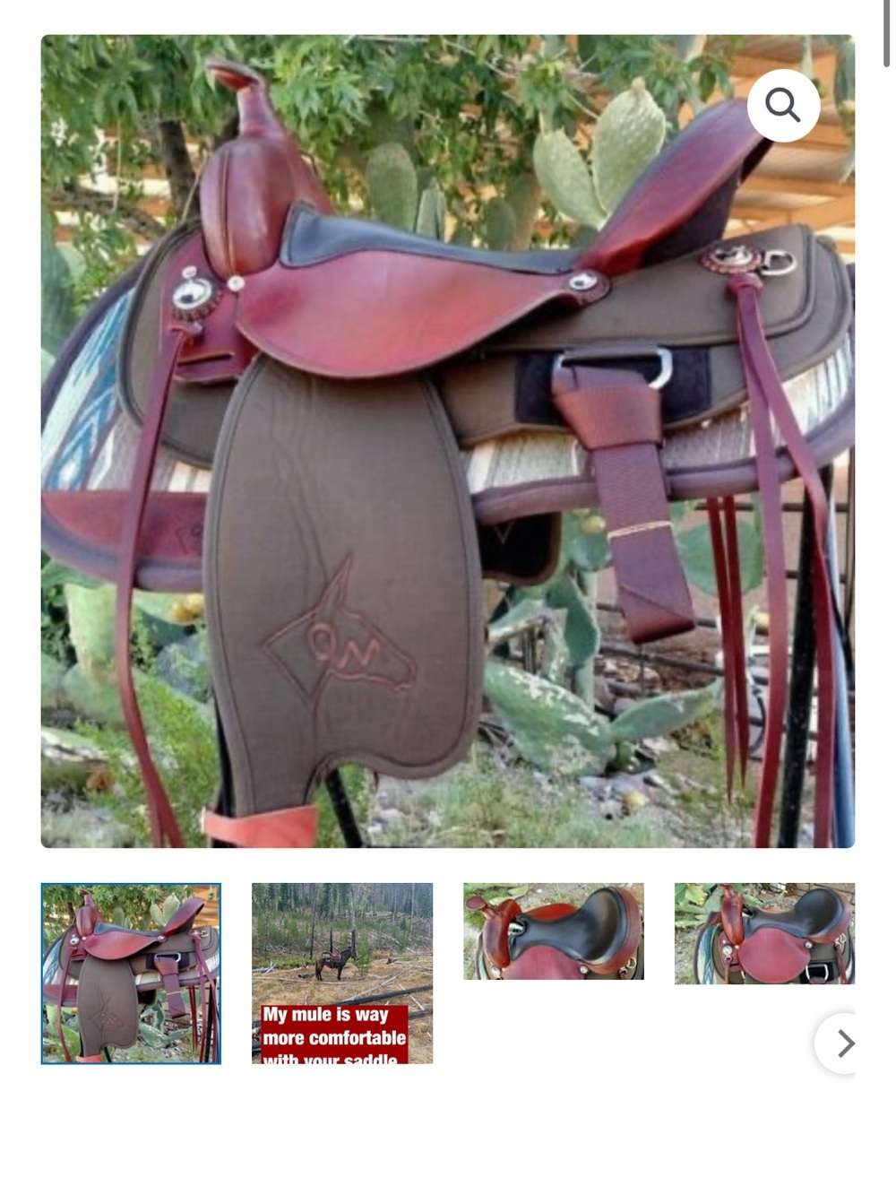 Western Leather Mule Saddle in Brown and Burgundy